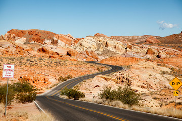 Road going through the Valley of Fire state park