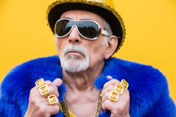 Eccentric senior man portrait