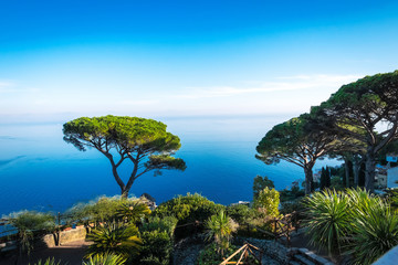 Italy, Amalfitana Coast, Ravello, view on the coast from Villa Rufolo