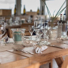 nice decorated table for an weeding at the beach of the north sea