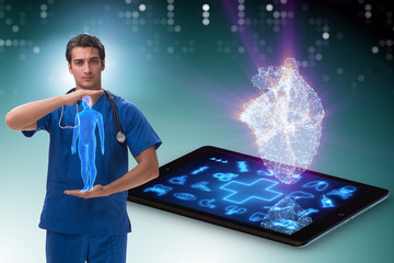 Telehealth concept with doctor doing remote check-up
