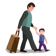Naklejka na ściany i meble Father child migrant icon. Cartoon of father child migrant vector icon for web design isolated on white background