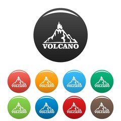 Fire volcano icons set 9 color vector isolated on white for any design