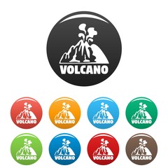 Smoke volcano icons set 9 color vector isolated on white for any design