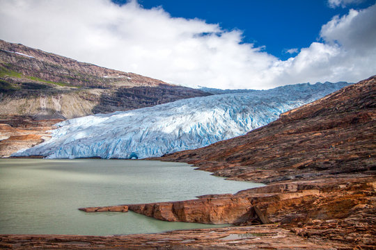 Svartisen glacier, Norway, Europe. Svartisen glacier is second biggest glacier in Norway