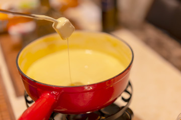 Cheese fondue,Traditional Swiss food for winter