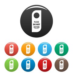 Please do not disturb hanger tag icons set 9 color vector isolated on white for any design
