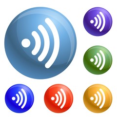 Wifi icons set vector 6 color isolated on white background