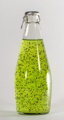 bottle with green liquid