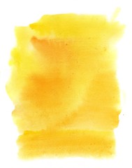 yellow watercolor painted background texture on white paper