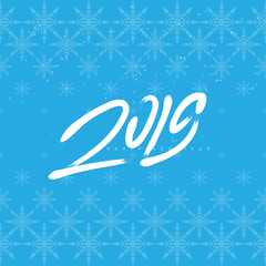 Happy new year 2019. Universal Vector background with winter pattern. Greeting card design template with snowflakes.