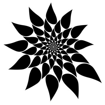 recommend clip art: Rotating spiral symmetrical pattern. Abstract black silhouette