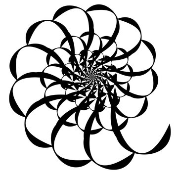 recommend clip art: Rotating spiral symmetrical pattern. Abstract black silhouette