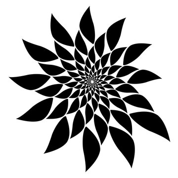 recommend clip art: Rotating spiral symmetrical pattern. Abstract black silhouette