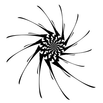 recommend clip art: Rotating spiral symmetrical pattern. Abstract black silhouette