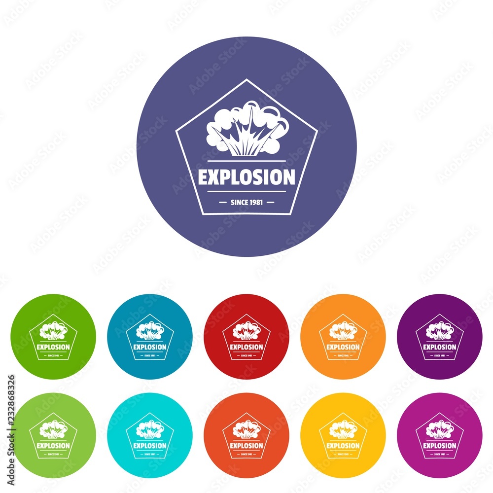 Wall mural weapon explosion icons color set vector for any web design on white background - Wall murals