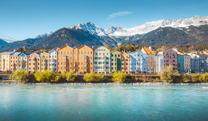 City of Innsbruck with Inn river, Tyrol, Austria - obrazy, fototapety, plakaty