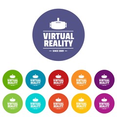 Vr vision icons color set vector for any web design on white background