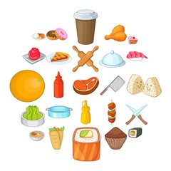 Ingredient icons set. Cartoon set of 25 ingredient vector icons for web isolated on white background