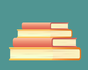 Stack of books. Learning literature to gain knowledge and experience. Vector in flat style.