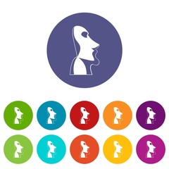 Easter island icons color set vector for any web design on white background