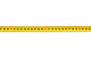 Yellow tape measure tool, isolated on white background