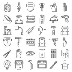 Welder icon set. Outline set of welder vector icons for web design isolated on white background