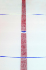 Fragment of ice hockey rink with a central circle. Concept, hockey