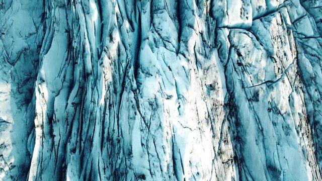 glacier texture top down view, aerial landscape from drone in Iceland