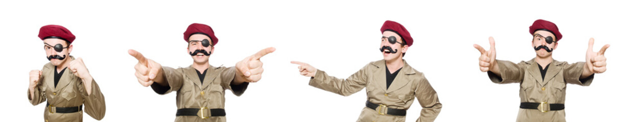 Funny soldier in military concept