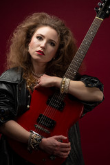 Girl with guitar, 1980's  style