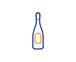Champagne bottle line icon. Anniversary alcohol sign. Celebration event drink. Colorful outline concept. Blue and orange thin line color icon. Champagne Vector
