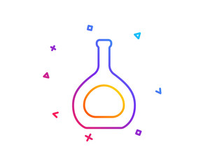 Cognac bottle line icon. Brandy alcohol sign. Gradient line button. Cognac bottle icon design. Colorful geometric shapes. Vector
