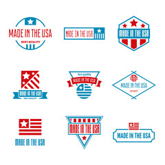 Set of Vector labels, logo, badges and signs made in USA