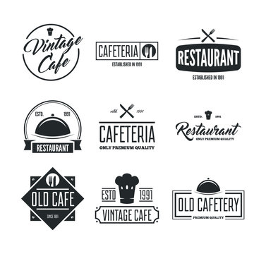 Restaurant Logos, Badges and Labels Design Elements set in vintage style