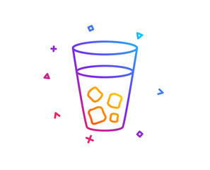Ice tea line icon. Soda drink sign. Fresh cold beverage symbol. Gradient line button. Ice tea icon design. Colorful geometric shapes. Vector
