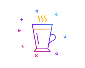 Latte line icon. Hot Coffee or Tea sign. Fresh beverage symbol. Gradient line button. Latte icon design. Colorful geometric shapes. Vector
