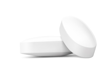 Realistic oval pills isolated on white background. Can be used for medical and cosmetic. EPS10.