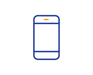Smartphone icon. Cellphone or Phone sign. Ð¡ommunication Mobile device symbol. Colorful outline concept. Blue and orange thin line color icon. Smartphone Vector