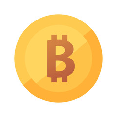 Bitcoin Gold flat icon. Round logo of Cryptocurrency blockchain token - Emblem of Virtual Money.