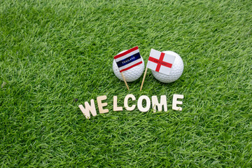 Golf ball with Thailand and England Fag