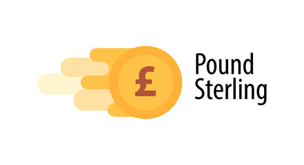 Vector Illustration of British Pound Coin with caption isolated on white