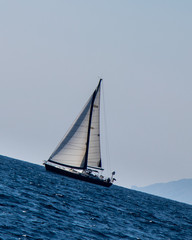 Abstract Sailing Yacht in the Sea