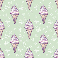 Ice cream vector seamless pattern