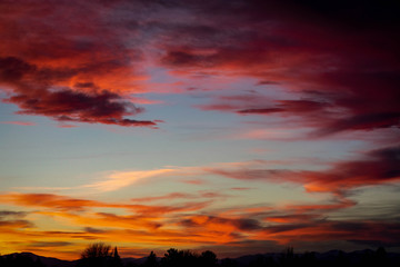 Fototapeta na wymiar Fiery sunset over the Rockies