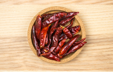 Red hot dry chili peppers