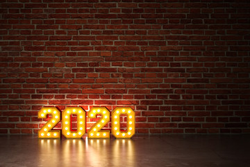 Fototapeta na wymiar New Year 2020 Creative Design Concept - 3D Rendered Image