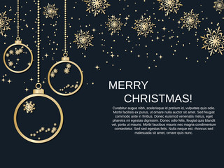 Merry Christmas and Happy New Year black vector background