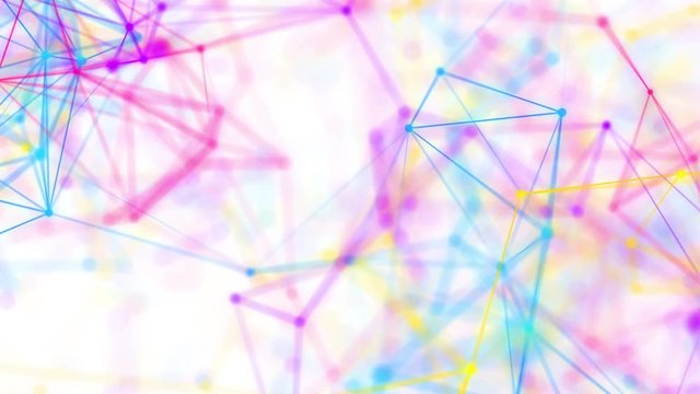 Coloful splash. Multicolor connected dots and lines explosion on a white background.