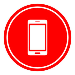 Mobile phon icon vector illustration on red background